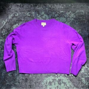 J Crew Cashmere Shrunken Crewneck Sweater XL, Bright Purple